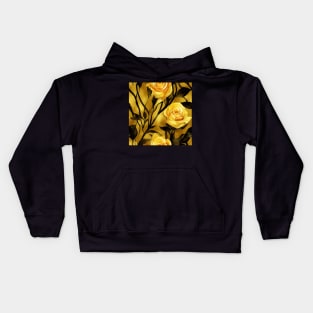 Golden rose watercolor rose Kids Hoodie